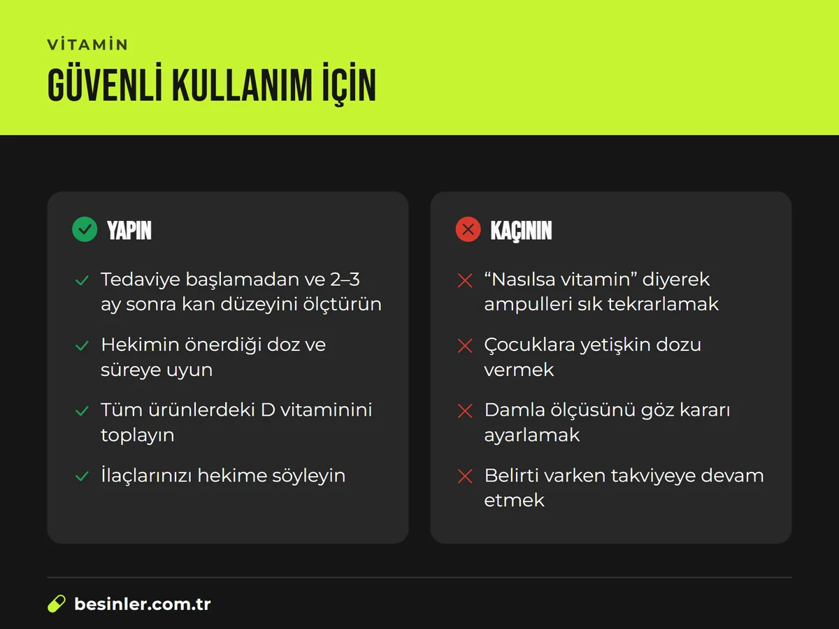 D vitamini takviyesini güvenle kullanmak için yapılması ve kaçınılması gerekenler