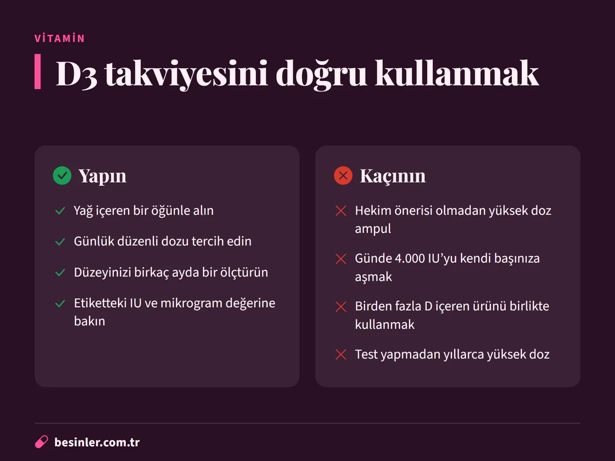 D3 vitamini takviyesini kullanırken yapılması ve kaçınılması gerekenler