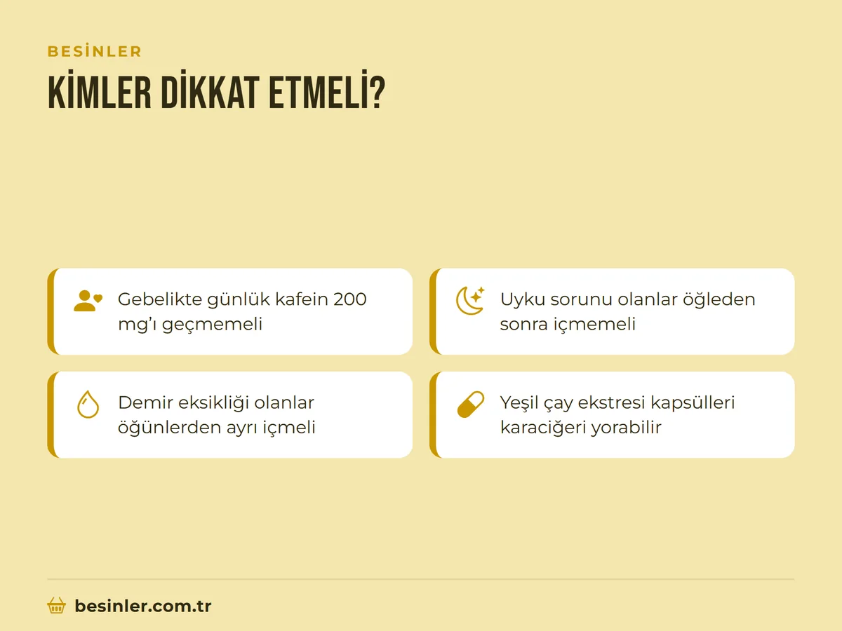 Matcha içerken gebelik, uyku sorunu, demir eksikliği ve yeşil çay ekstresi uyarıları